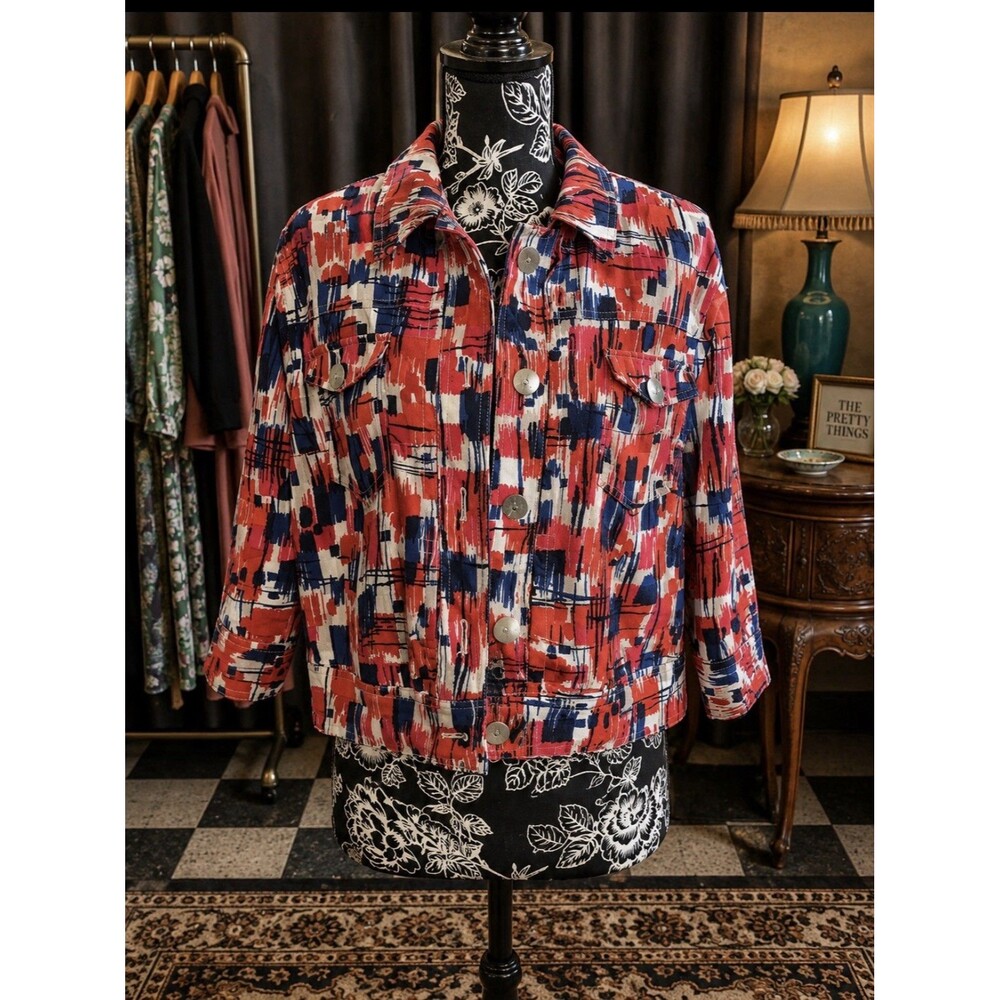 Ruby Rd Size 16 Petite Women’s Jacket Red White Blue